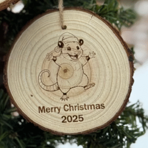 live edge engraved wood ornament owl