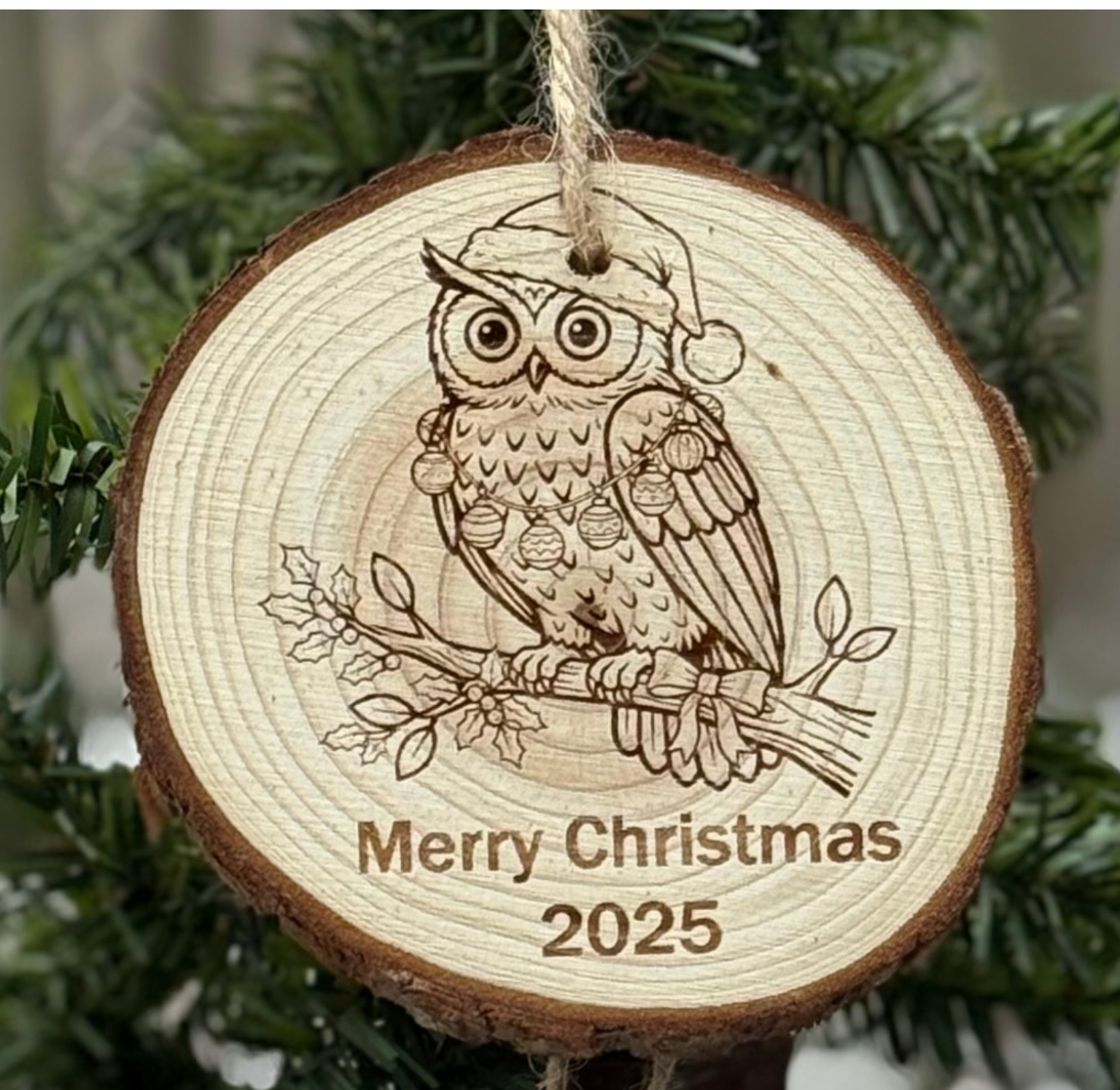 live edge engraved wood ornament owl live edge engraved wood ornament owl