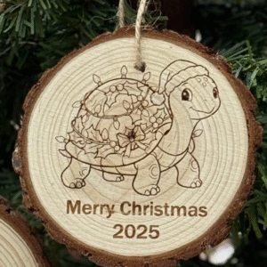 live edge engraved wood ornament owl