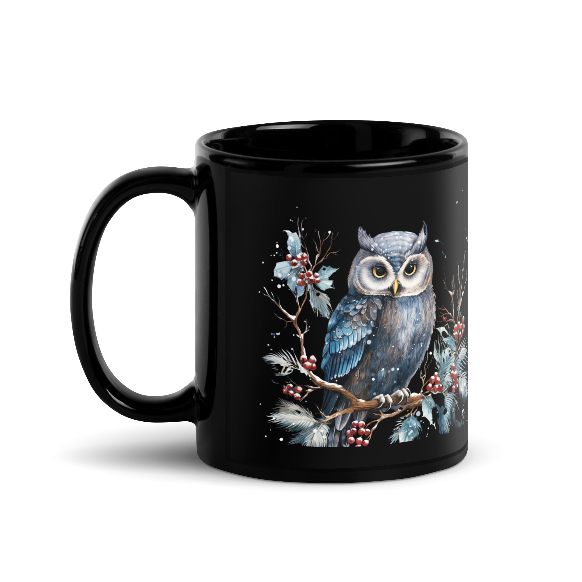 winter owl | black coffee mug | 11 oz winter owl | black coffee mug | 11 oz