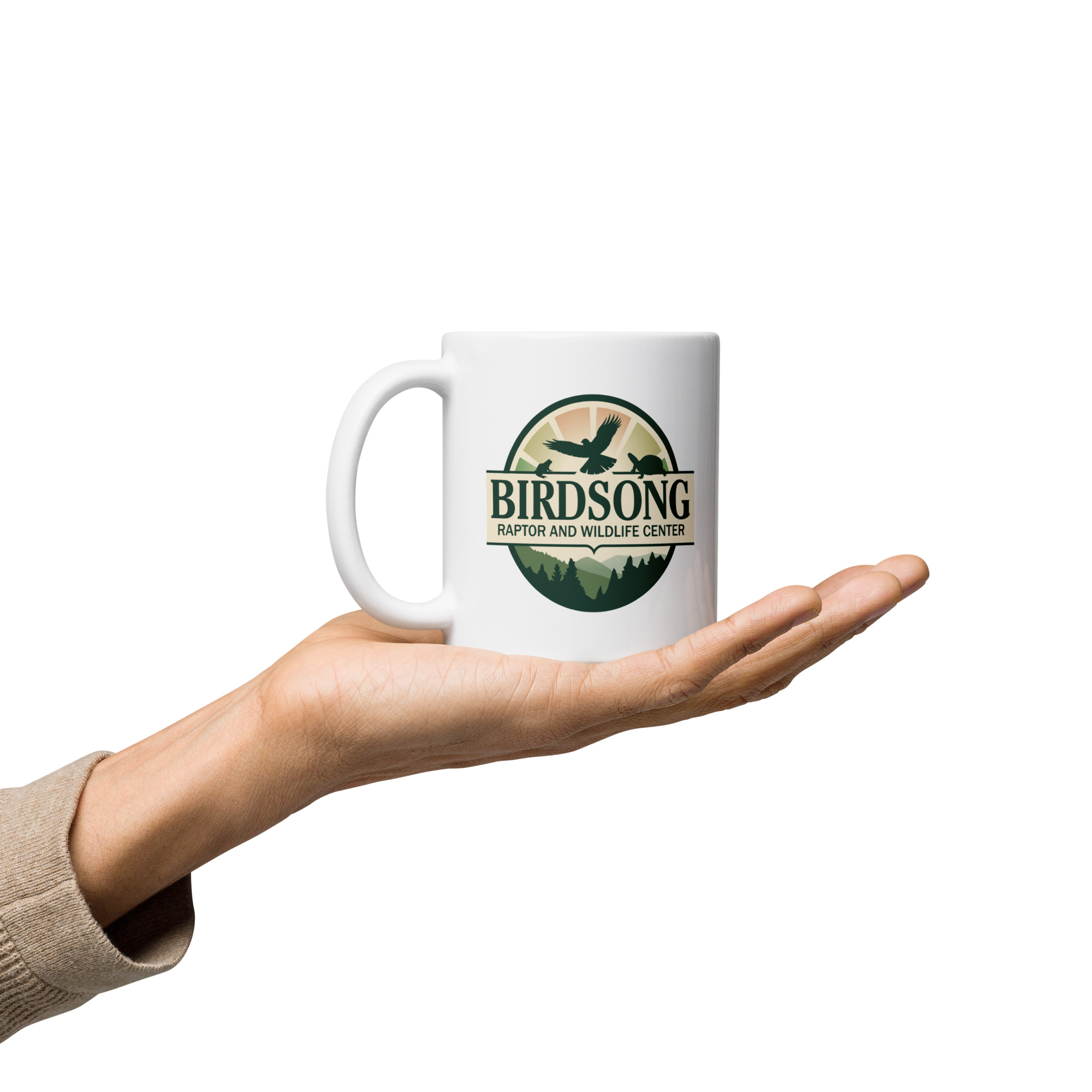 white mug birdsongrwc logo double sided white mug birdsongrwc logo double sided